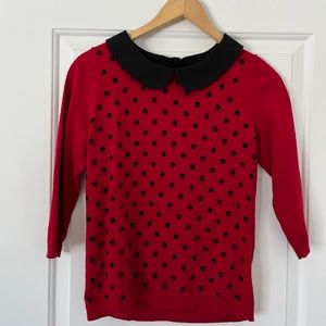 Quarter-Sleeve Peter-Pan Collared Sweater